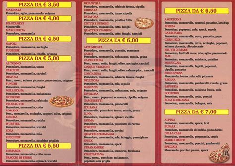 prezzo pizza menu.